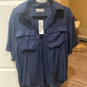 NWT urban outfitters button up navy blue shirt